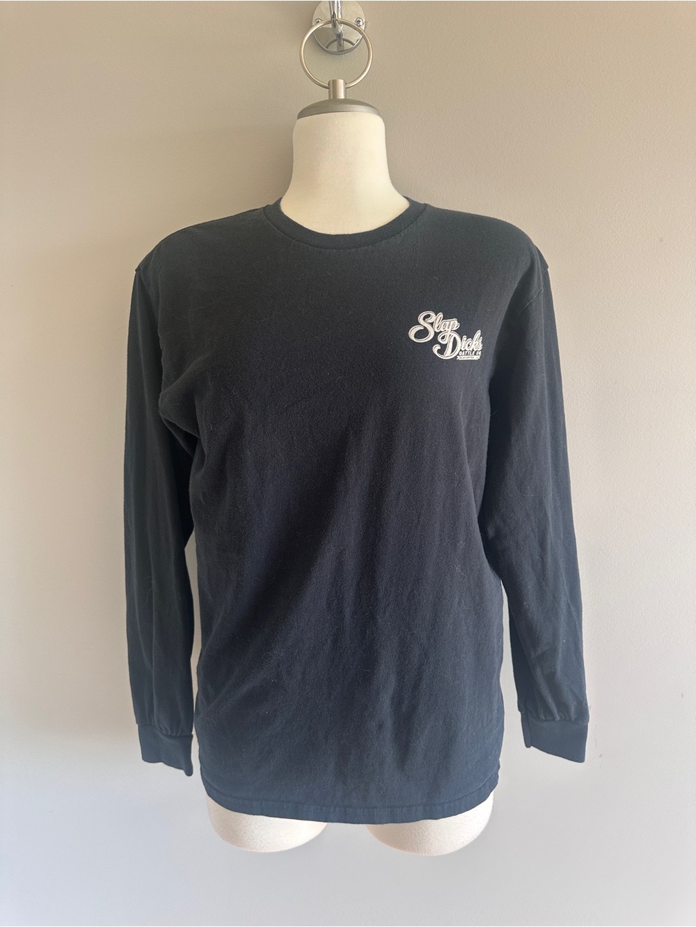 Gildan Black Long Sleeve Crewneck with White Script Logo